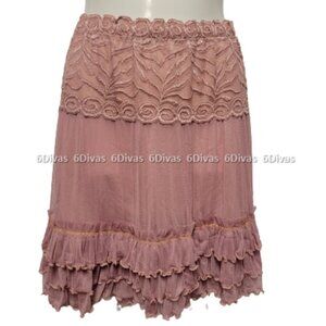 SEXY Lace Frilly Mini Skirt in Dusty Rose Pink Frilly Lace Mini Skirt NEW